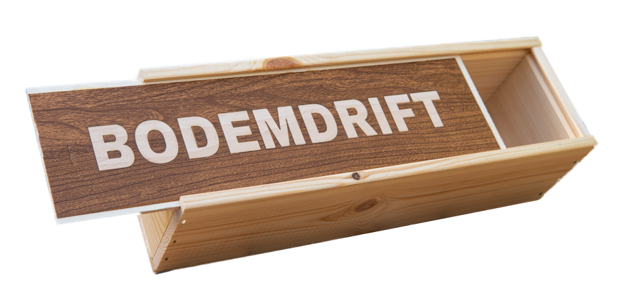Wijnkistje met Bodemdrift met tekst inlay